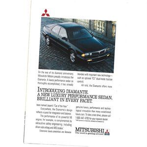Mitsubishi Diamante Performance Sedan Luxury Japan Car 1990s  Vintage Print Ad